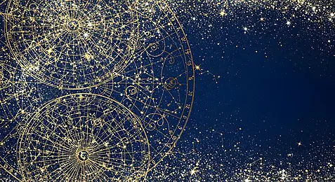 pngtree golden astrological charts and sparkling stars on a deep blue cosmic image 20389871